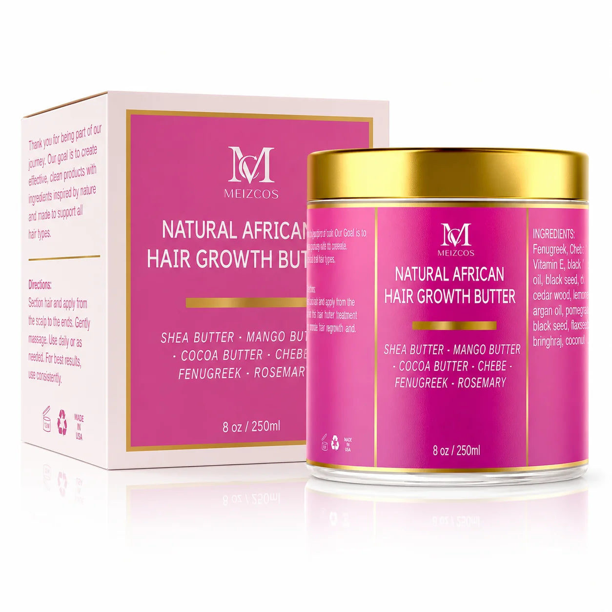 Private Label Natural African Hair Growth Butter Shea Mango Cocoa Chebe Fenugreek Rosemary Nourishing Hair Care
