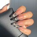 European French Style Black Fire Long Ballerina Women's Press-On Artificial Fingernails