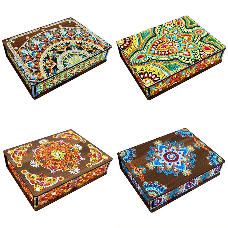 Wholesale New Diamond Painting Wooden Box Mandala Series Special Shaped Drill Storage Wooden Box Art Home Decor Wooden Crafts