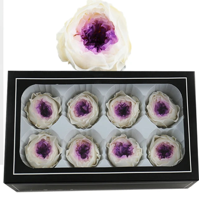 Wholesale 8pcs Real Touch Forever Flowers Preserved 4-5cm Austin Head Roses in Red Blue Back Pink Colors for Christmas Weddings