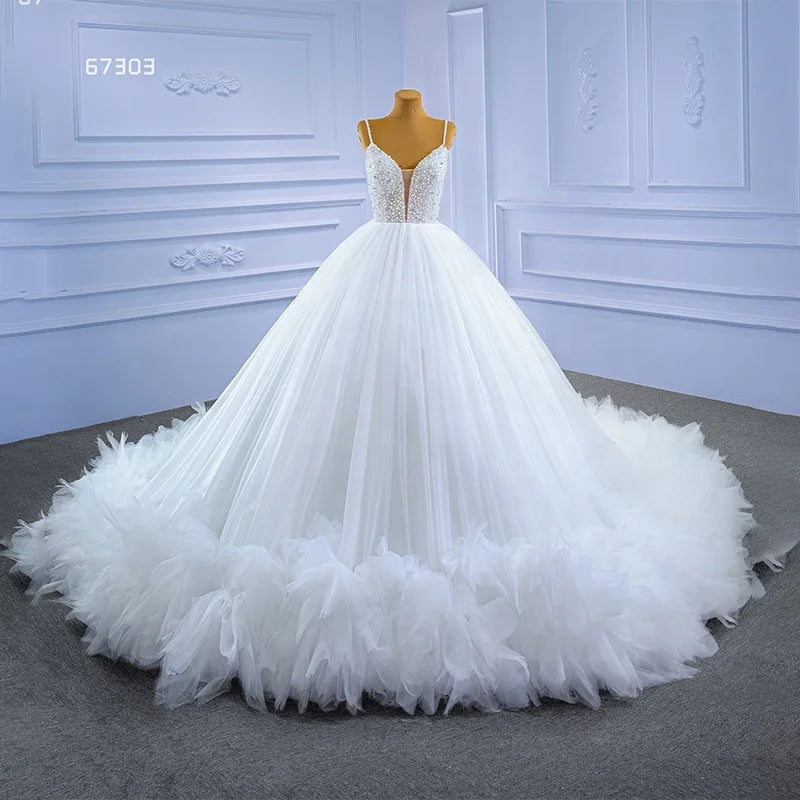 Jancember RSM67303 New Arrival Long Train Empire Wedding Dresses Ball Gown