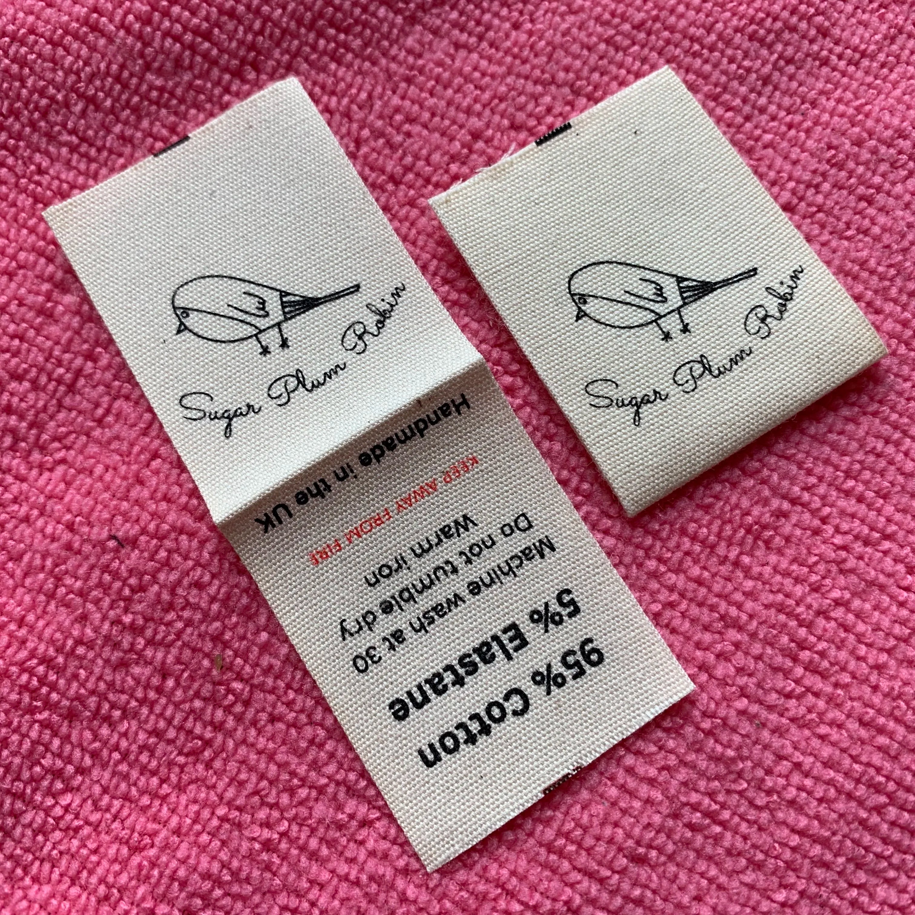 Custom Content Design Natural Color Cotton Canvas Labelloop Fold Soft Washing Inside Cotton Neck Tag