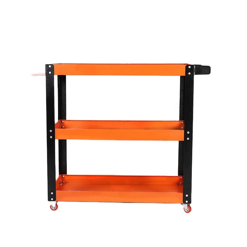 Maxtool Orange Metal Tool Cabinet with Handle and Wheels 72x35x78cm Storage Cart 3layer Tool Cart