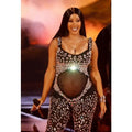 Woman Singer Birthday Party Black Bodysuit Crystal Rhinestones Maternity Jumpsuit Sexy Translucent Female Club Dance Wear