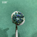 Silver 925 Original 15 Carat Brilliant Cut Diamond Test Past Big Blue&Green Moissanite Engagement Ring for Women Fine Jewelry