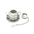 WELAND Stainless Steel 18/8 Food Grade Silver Gold Color Teapot Shape Tea Infuser Strainer for Loose Leaf Tea with Chain