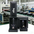 Custom Logo Luxury Black Plastic Set LED Light Necklace Ring Jewelry Jewellery Packaging Box With Light up for Wholesale