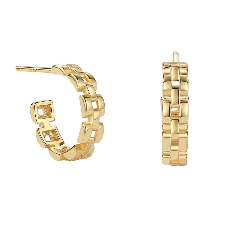 Nagosa New Trends 925 Sterling Silver Jewelry Wholesale 18k Gold Vermeil Chain Hoop Earrings