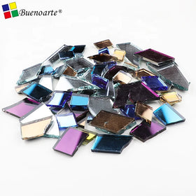 Buenoarte 1 kg Hot Sale Factory Prices Diy Irregular Broken Mirror Glass Scraps Mesh Loose Crafts Room Use Traditional 3-4mm