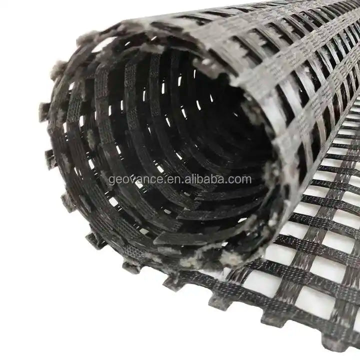 Biaxial Polyester Warp Knitting Geogrid with PVC Coating PET Plastic Road Construction Material for Retaining Wall Driveway