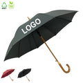 Ovida 23inch 8K Semi-automatic  Black Straight Umbrella Wood Handle Fashion Customized Advertising Waterproof Windproof Umbrella