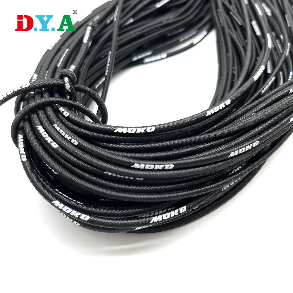 Fashion Custom Branded logo Screen Printed High Elasticity Round Elastic Cord for Shoes/clothes Shock Cord