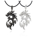 Punk Style Black Leather Goth Dragon Pendant Necklace Trendy Alloy Sweater Chain for Men and Women