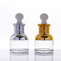 clear Empty 20ml 30ml 50ml Essential Oil Glass Dropper Bottle with Gold Sliver Shoulder Round Rubber for Cosmetic Packaging