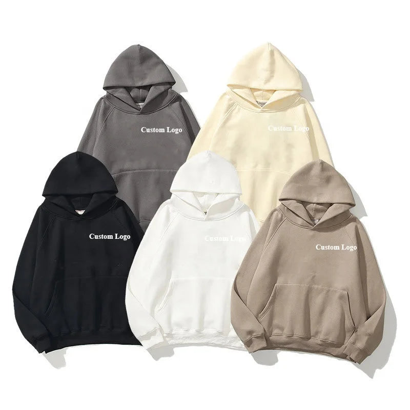 100% Cotton Solid Embroidered Customized Autumn Pullover Hoodie 380g Long Sleeve Lightweight Oversize Sweatshirt Front Big