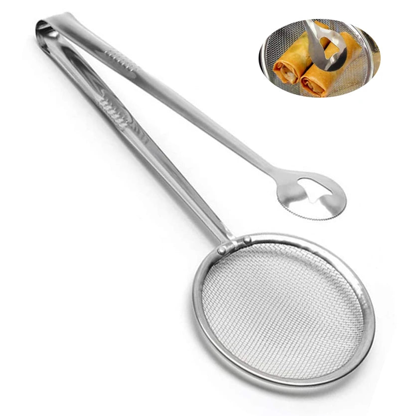 Stainless Steel Oil Frying Food Serving Tongs Mesh Strainer Food Tong Clip for Kitchen