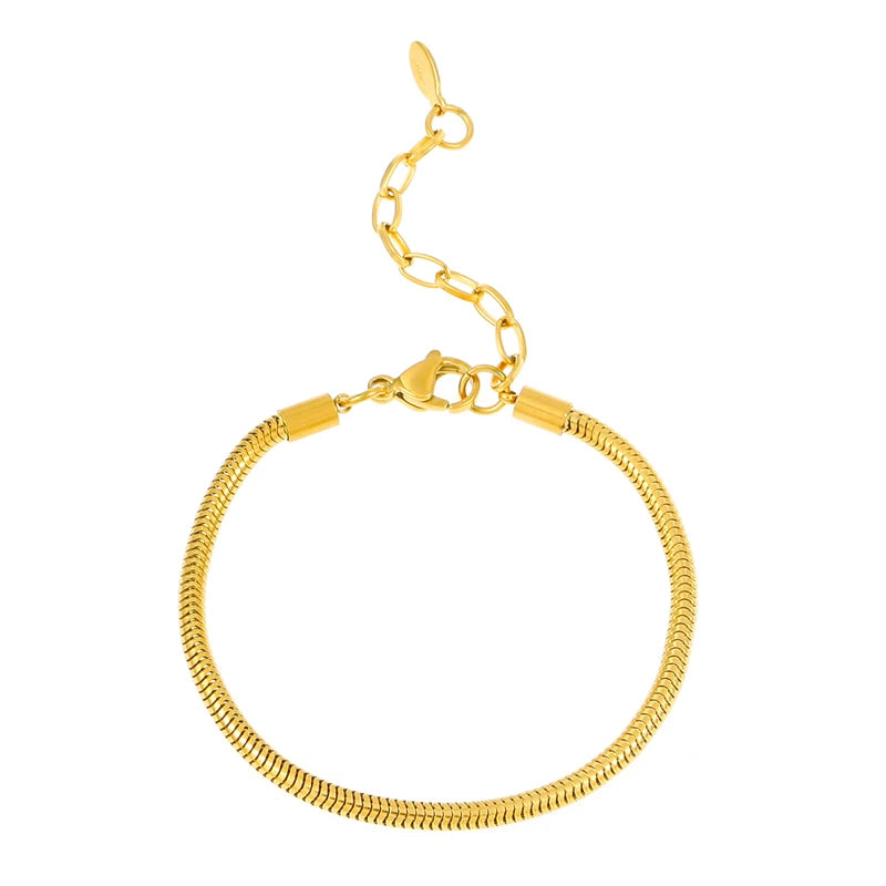 Jewelry Fashion Originality Striking Elastic Zinc Alloy Punk Style Beaded Bracelet Stripes Chunky Snake Chain Crystal Rhinestone