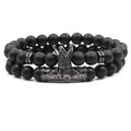 Hot Selling Black Frosted Stone Buddha Bead Bracelets Micro Inset Zircon Crown Set Couple Bracelet