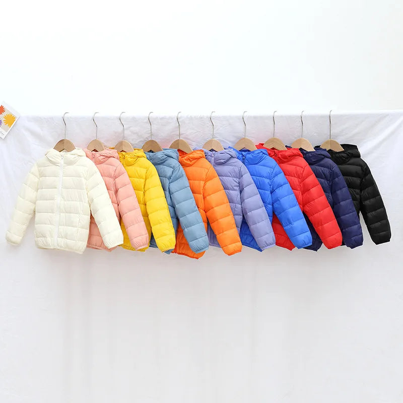 2025 Autumn Winter Children's Down Jacket Boys' and Girls' Lightweight Hooded Down Jacket