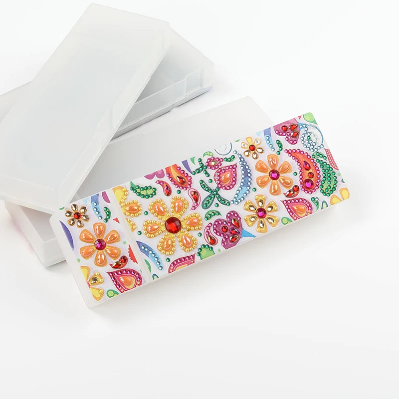 Popular New 5d Diamond Painting Pencil Box for Students Kids Flowers Stationery Box Art Gifts