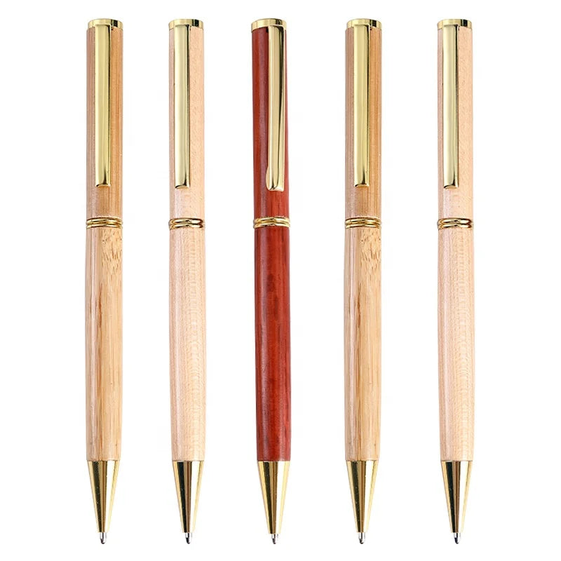 Zeamor Biodegradable Walnut Turning Kit Executive Gifts Twist Natural Wood Pen with Brass Finish Engraved logo