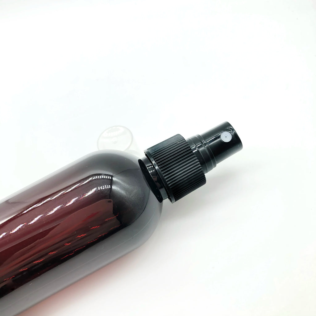 FREE SAMPLES Body Black Ribbed Closure Fine Mists Prayer Fragrance Plastic Pump Spray for 250ml Amber Bottle