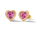 Romantic 925 Sterling Silver 18K Gold Plated Bezel Set Zircon Enamel Heart Border Stud Earrings Engagement Anniversary Party