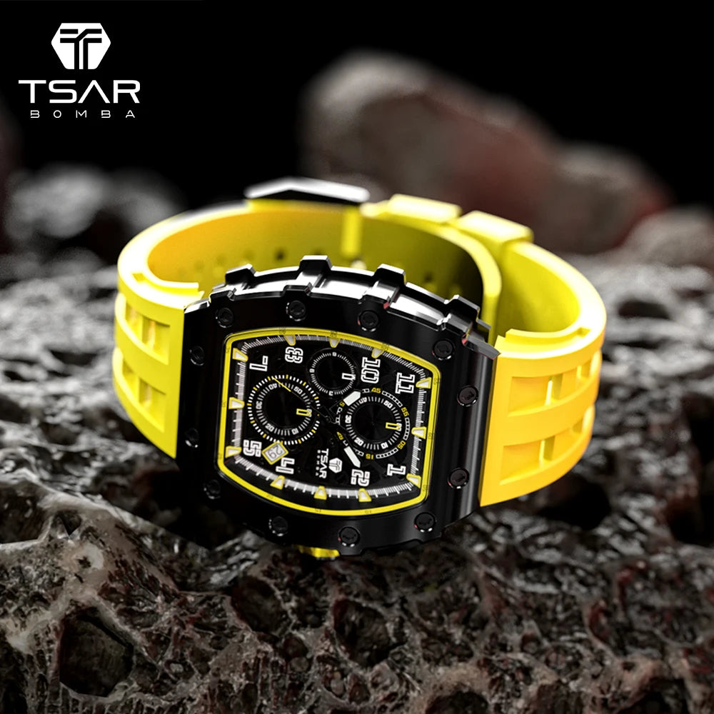 Men's SEIKO Luxury Waterproof Sport Watch Date Chronograph Fashion Business Styles 18mm Silicone Band Crystal Dial Window