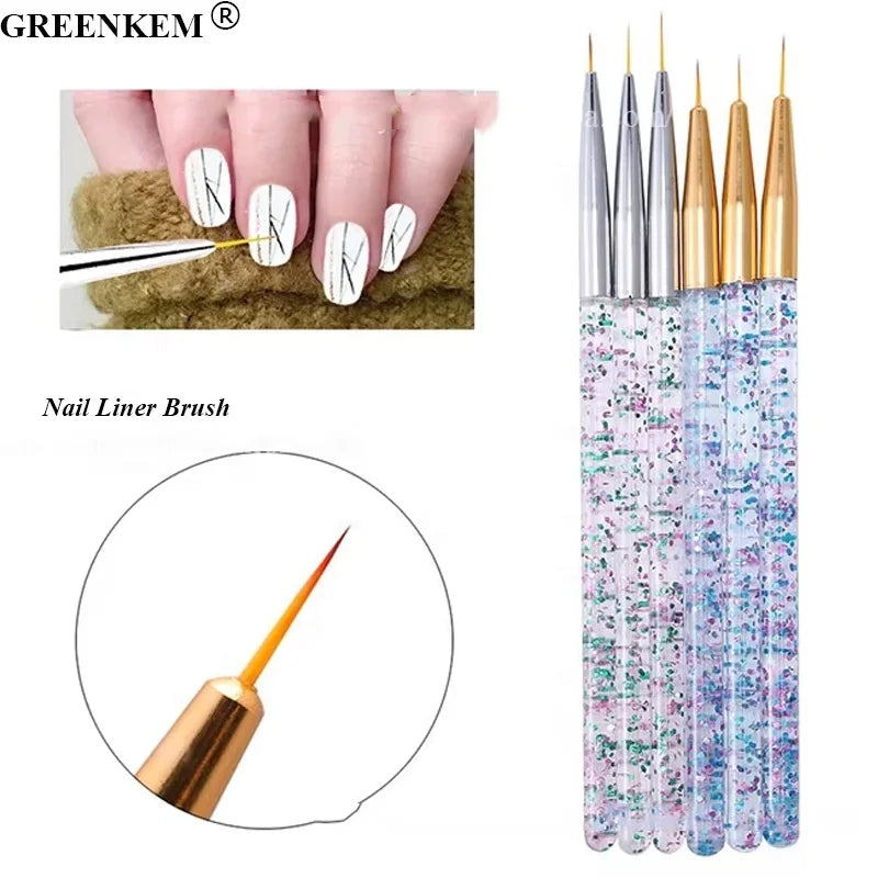3PCS/Set 3D Tips DIY Acrylic UV Gel Brushes Drawing Design Girl Manicure Painting Tool Brushl Art Line Nail Painting