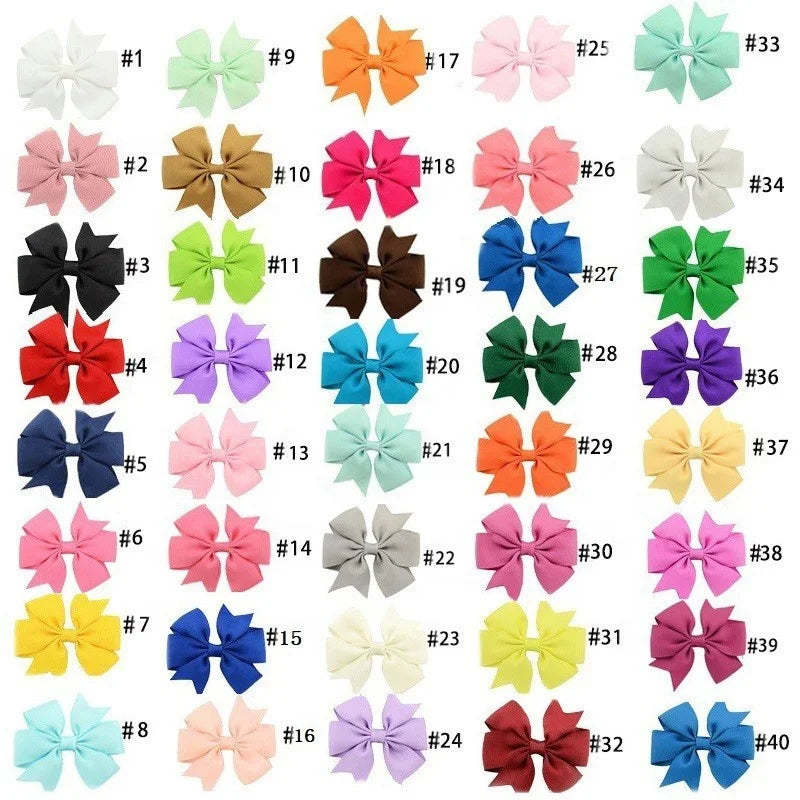 20 Colors Solid Grosgrain Ribbon Bows Clips Hairpin Girl's Hair Bows Boutique Hair Clip Kids Hair Accessories