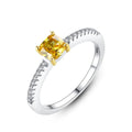 Fashion Jewelry Rings Shiny Yellow Created Diamond Elegant Engagement Wedding S925 Sterling Silver Ring for Women Party Gift