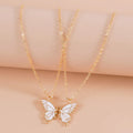 New Fashion Y2K Jewelry Women BFF Friendship Matching Best Friend Butterfly Gold Necklace Simple