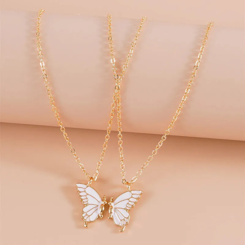 New Fashion Y2K Jewelry Women BFF Friendship Matching Best Friend Butterfly Gold Necklace Simple