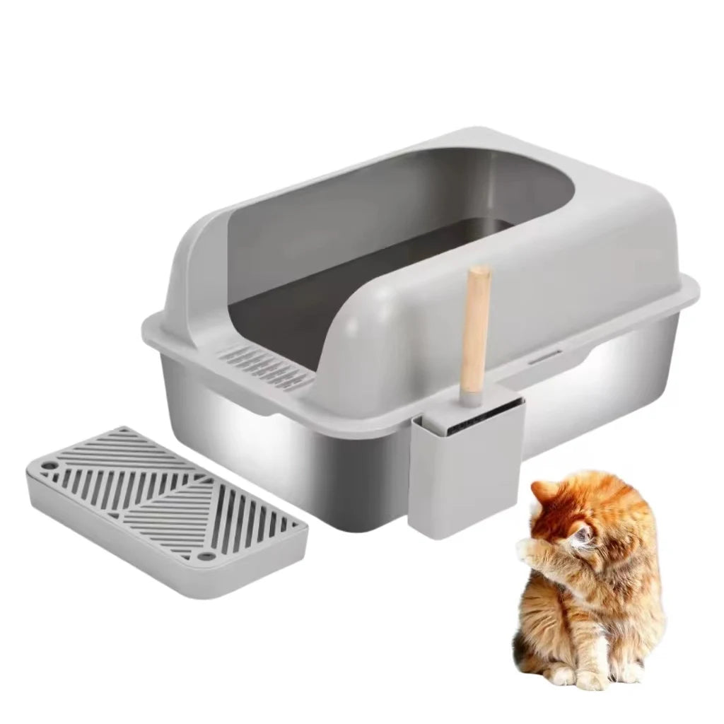 Modern With Shovel Easy Cleaning Portable Large Capacity Cat Toilet Furniture Stainless Steel Cat Litter Box