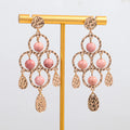 Retro-designed Colorful Resin-cut Geometric Leaves Elegant High Quality Alloy Jewelry Tassel Pendant Earrings for Unisex