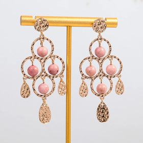 Retro-designed Colorful Resin-cut Geometric Leaves Elegant High Quality Alloy Jewelry Tassel Pendant Earrings for Unisex