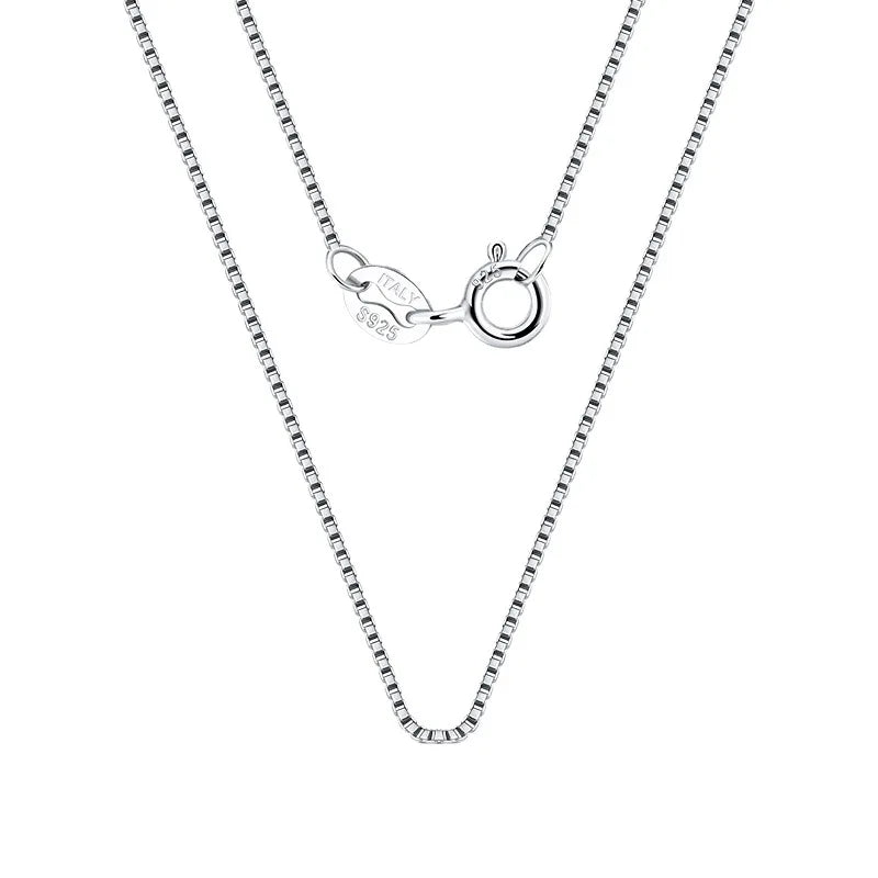 Wish Jewelry New Trendy 1mm 40cm 45cm Box Chain Necklace Minimalist Sterling Silver Box Chain Necklace
