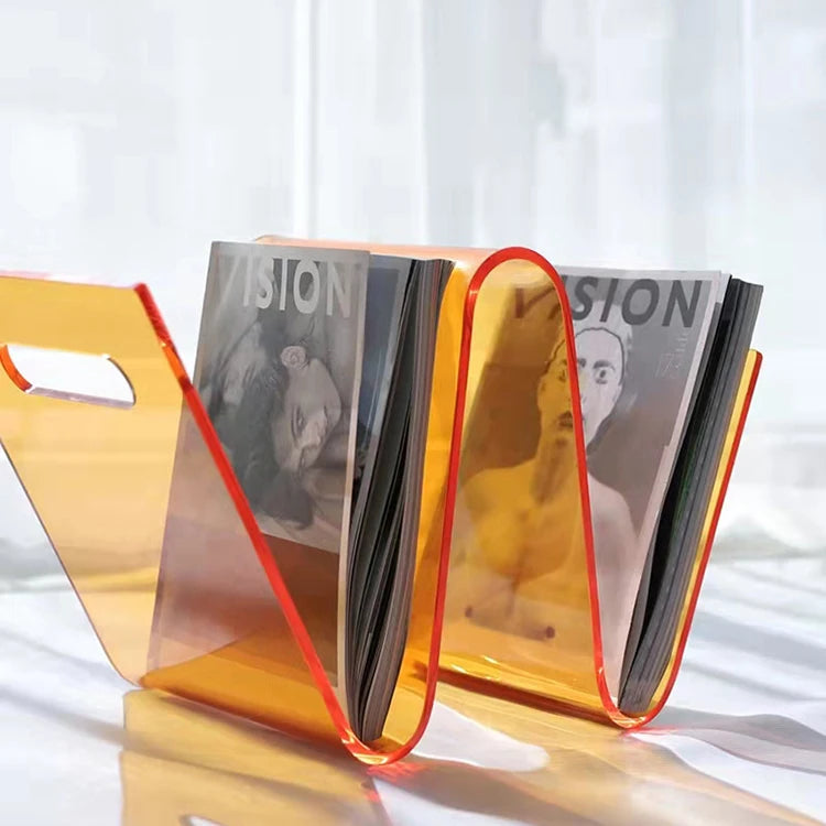 Modern W-Type Transparent Acrylic Bookshelf for Kids Double-Tiered Home Bedroom Study Decorative Storage Rack