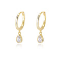 Fashion Jewelry Water Drop Zircon Geometric Stud Earrings Gold Plated 925 Sterling Silver Wholesale Party Gift