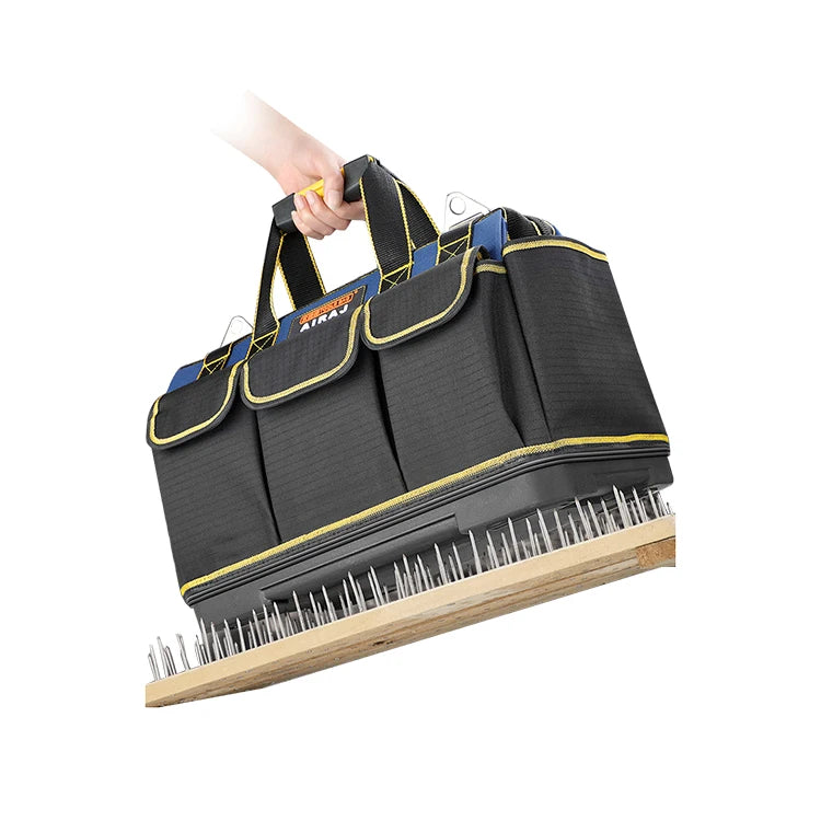 AIRAJ 17 Inch Heavy Duty Waterproof Electrician Construction Tool Bag with Oxford Cloth 300 lb Capacity Foldable Zipper Closure