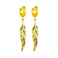Fashion Enamel Leaf Pendant Earrings Niche Design Colorful Anti Tarnish Titanium Steel Earrings Fashion Jewelry Idea Party Gift