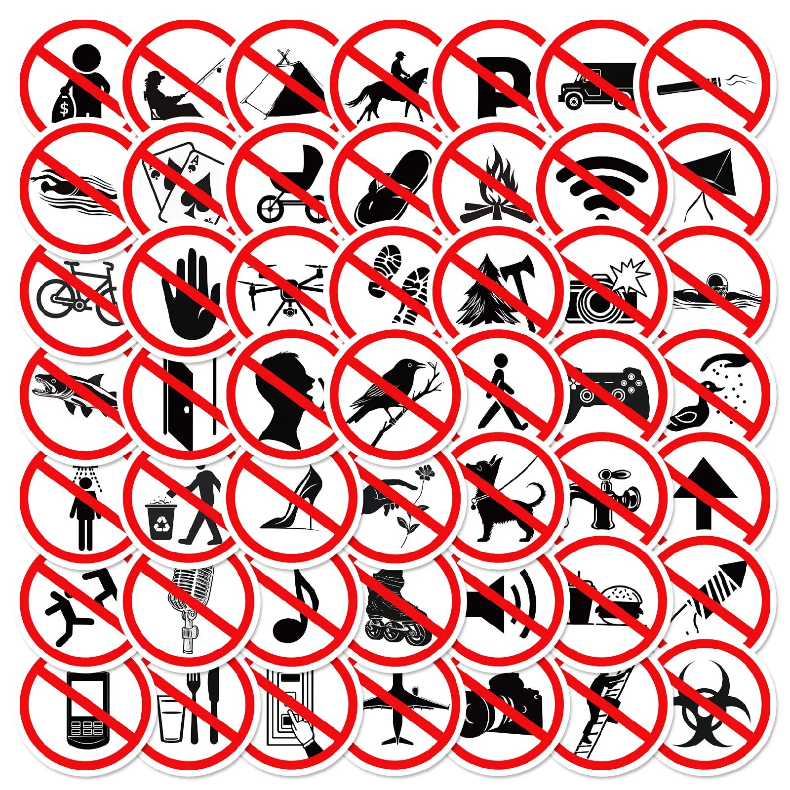 50PCS Not repeated round No dog prohibition signs sticker