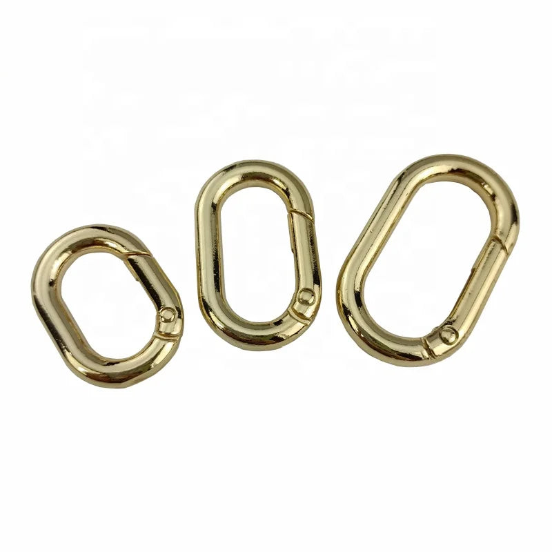QIFENG  factory Wholesale custom logo zinc alloy gold Metal spring gate ring o ring buckle for handbag hardware