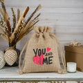 Wholesale Romantic Pink Cotton Gift Bag 'Love You' Print Drawstring Bundle Pocket for DIY Valentine's Day Design for Mother