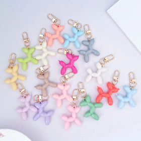 Cute Cartoon Colorful Dog Keychain Punk Balloon Dog Soft Rubber Keychains for Women Bag Pendant Men's Car Key Ring