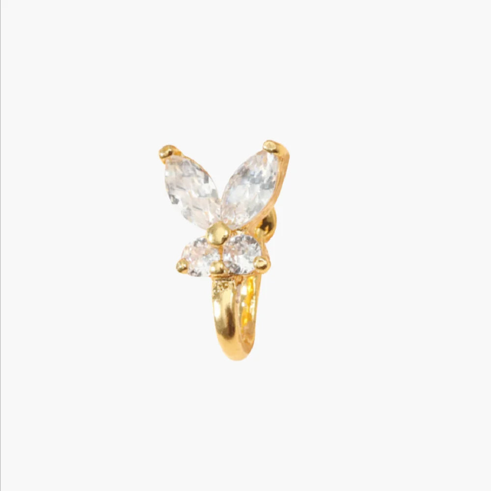 Fashion Brass Alloy butterfly Nose Ring Nose Nail Rhinestone New Non Porous False Nose Rings Jewelry