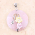 Hongzhuo Wholesale Fashion Silver Flower Charm Natural Gemstone Stone Donut Pendant Healing Crystal Top Quality Orgone Jewelry