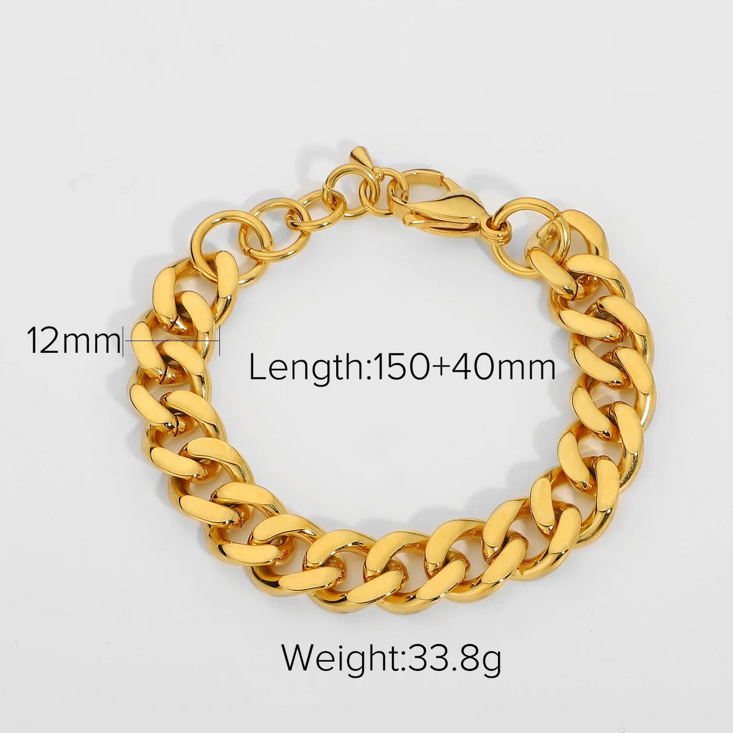Punk Jewelry 18k Real Gold Plating Miami 3mm 6mm 8mm Link Chain Stainless Bracelet