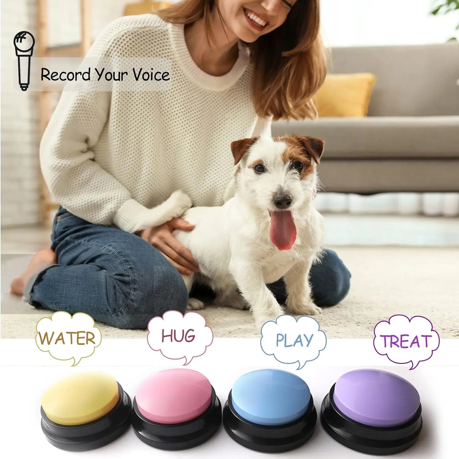Dog Buttons for Communication Voice Recording Button Pet Training Buzzer 30 Second Record & Playback Toys Dog Accessories
