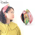 Popular Design Luxury Rainbow Sequin Sparkly Custom Red Gold Green Top Knotted Headband for Women Hair Band